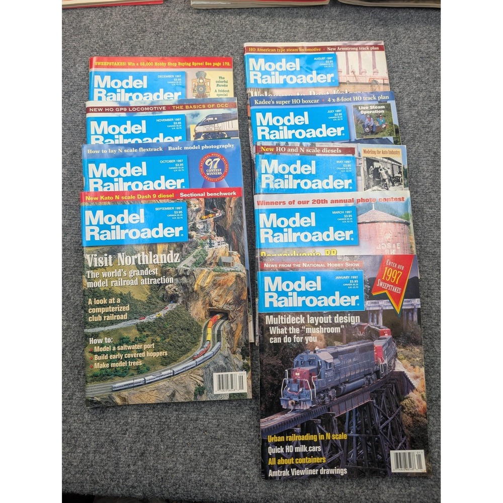 Model Railroader Magazine Lot 9 1997 Kalmbach Illustrated Softcover Blue Covers